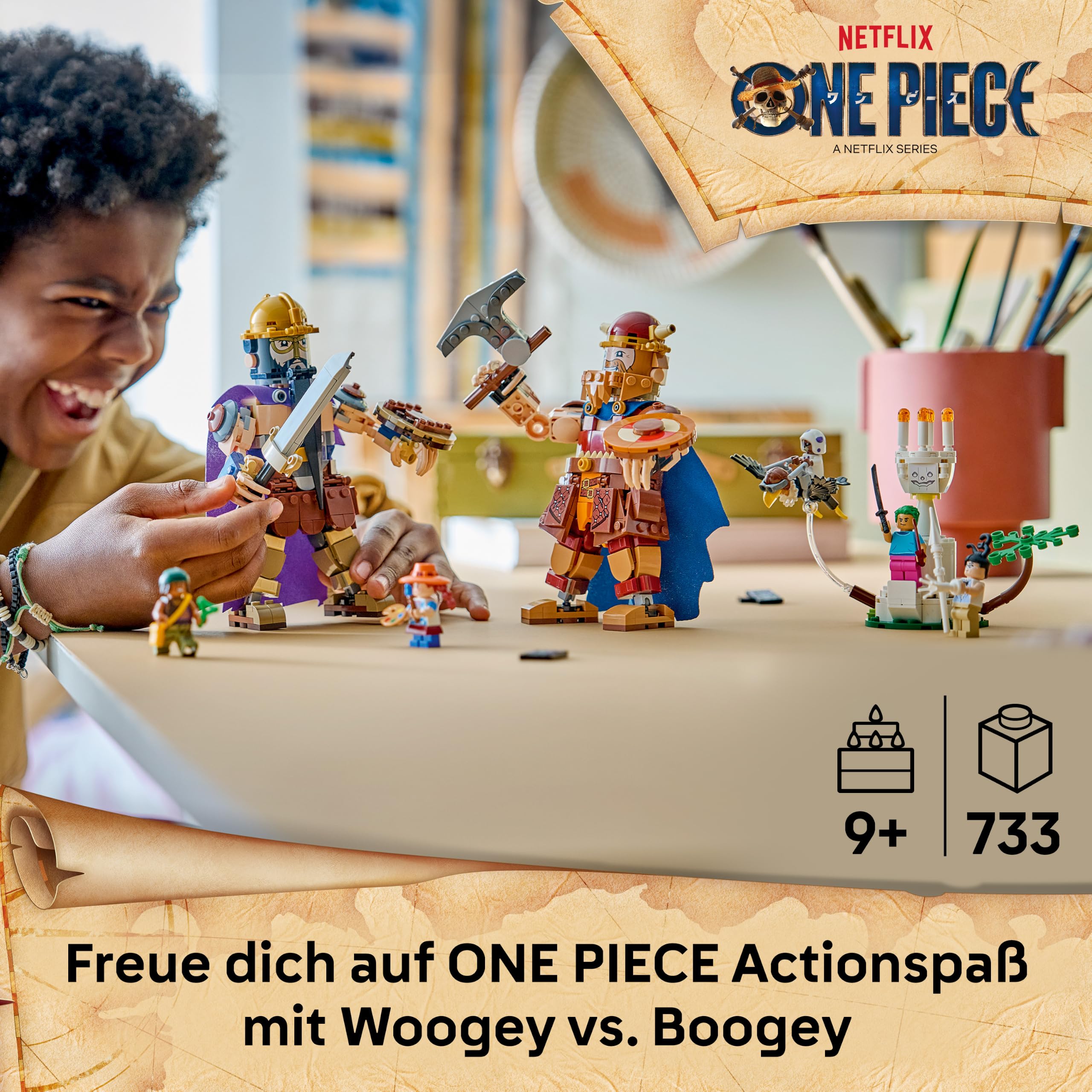 LEGO ONE PIECE Woogey vs. Boogey - Riesen von Little Garden - Interaktives Spielzeug mit 2 Actionfiguren und 5 Minifiguren - Geschenk für Jungen, Mädchen und Fans ab 9 Jahren - 75644