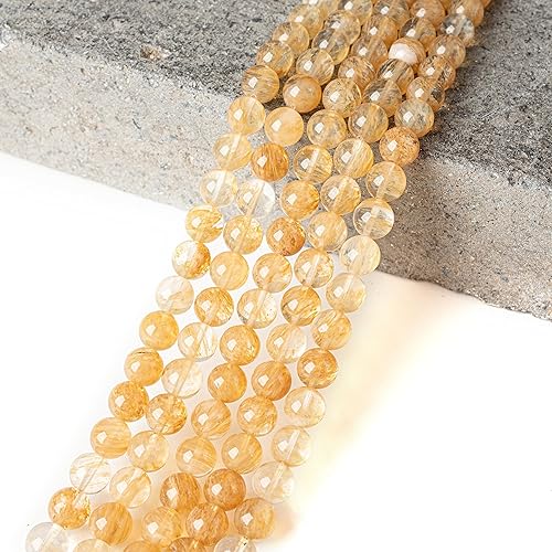 Miniatura 8 de Cuentas de sándalo dorado natural, cuentas redondas sueltas para bricolaje pulseras y collares, joyería de HIXHRO 45 piezas con hilo elástico