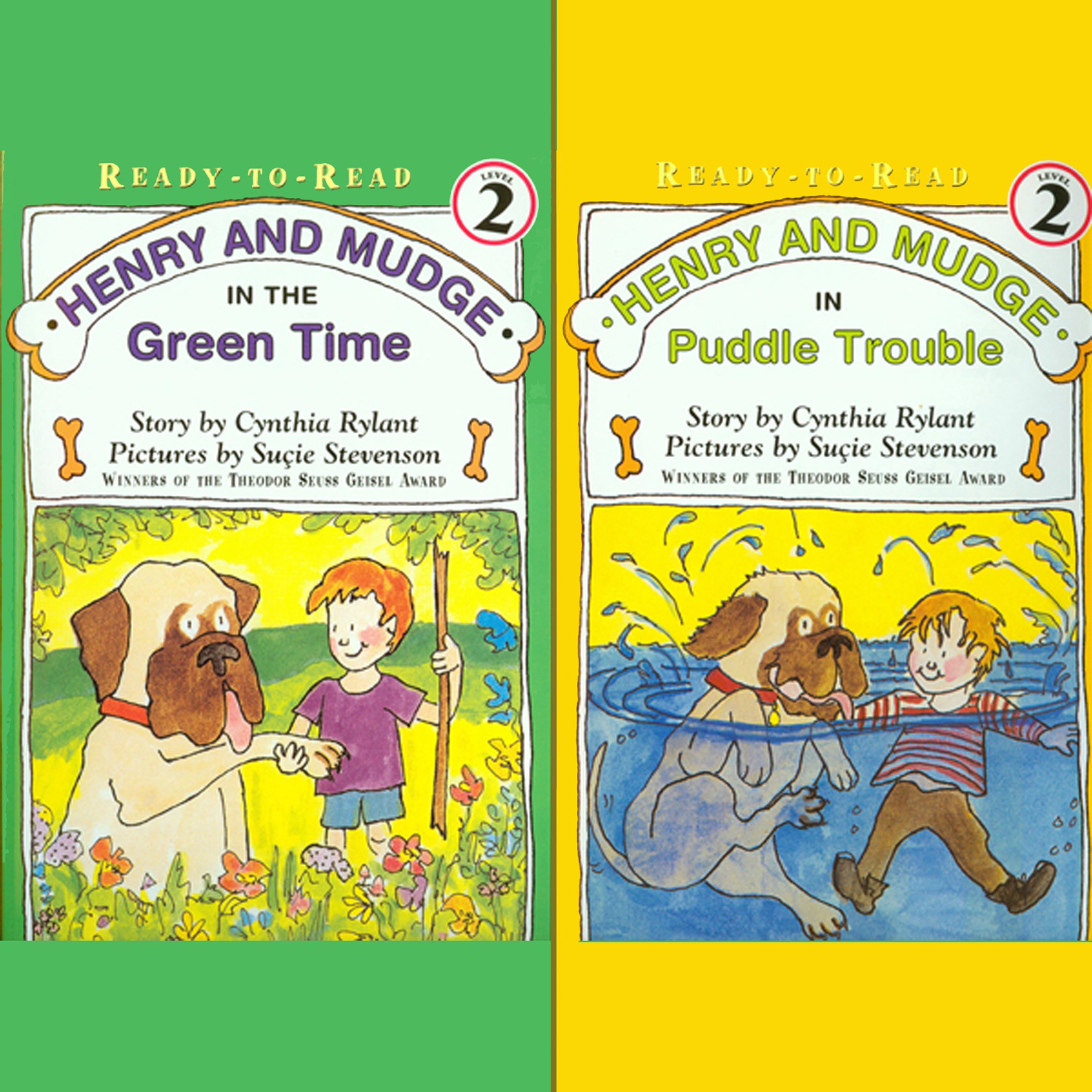 Cover art for 'Henry and Mudge in Puddle Trouble' and 'Henry and Mudge in the Green Time'