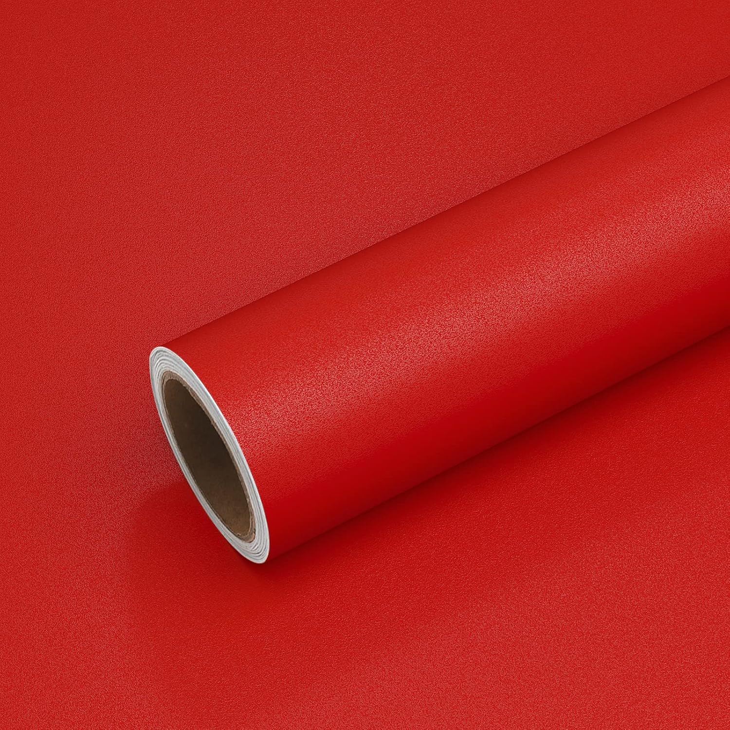 VEELIKE Matte Red Contact Paper For Cabinets Red Wall Paper Roll Peel 