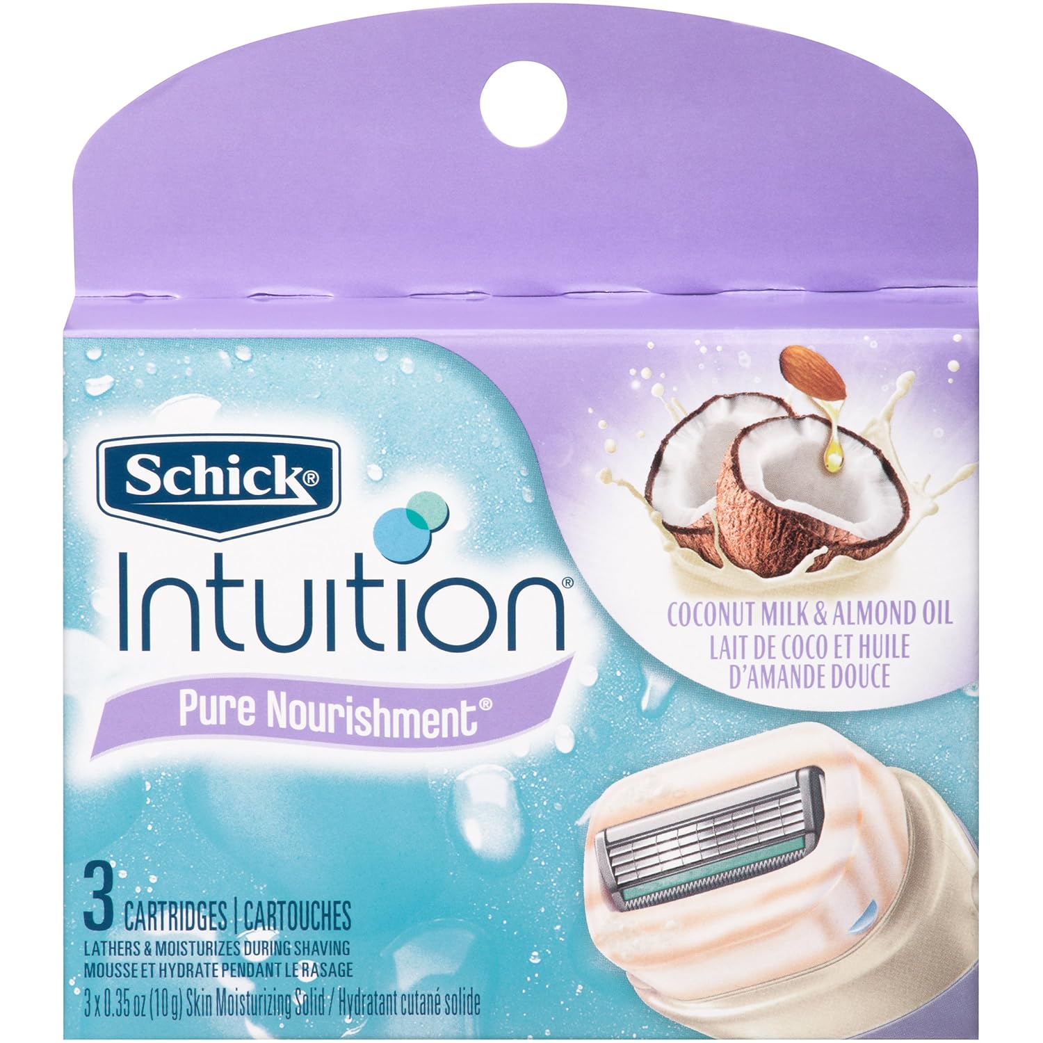 Schick Intuition Pure Nourishment Moisturizing Razor Blade Refills for Women with Coconut Milk and Almond Oil - 3 Count