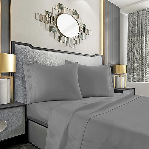 Mocassi Juego de 2 fundas de almohada de tamaño estándar, fundas de almohada, protectores de almohada, sábanas de lujo de 1800 hilos y fundas de