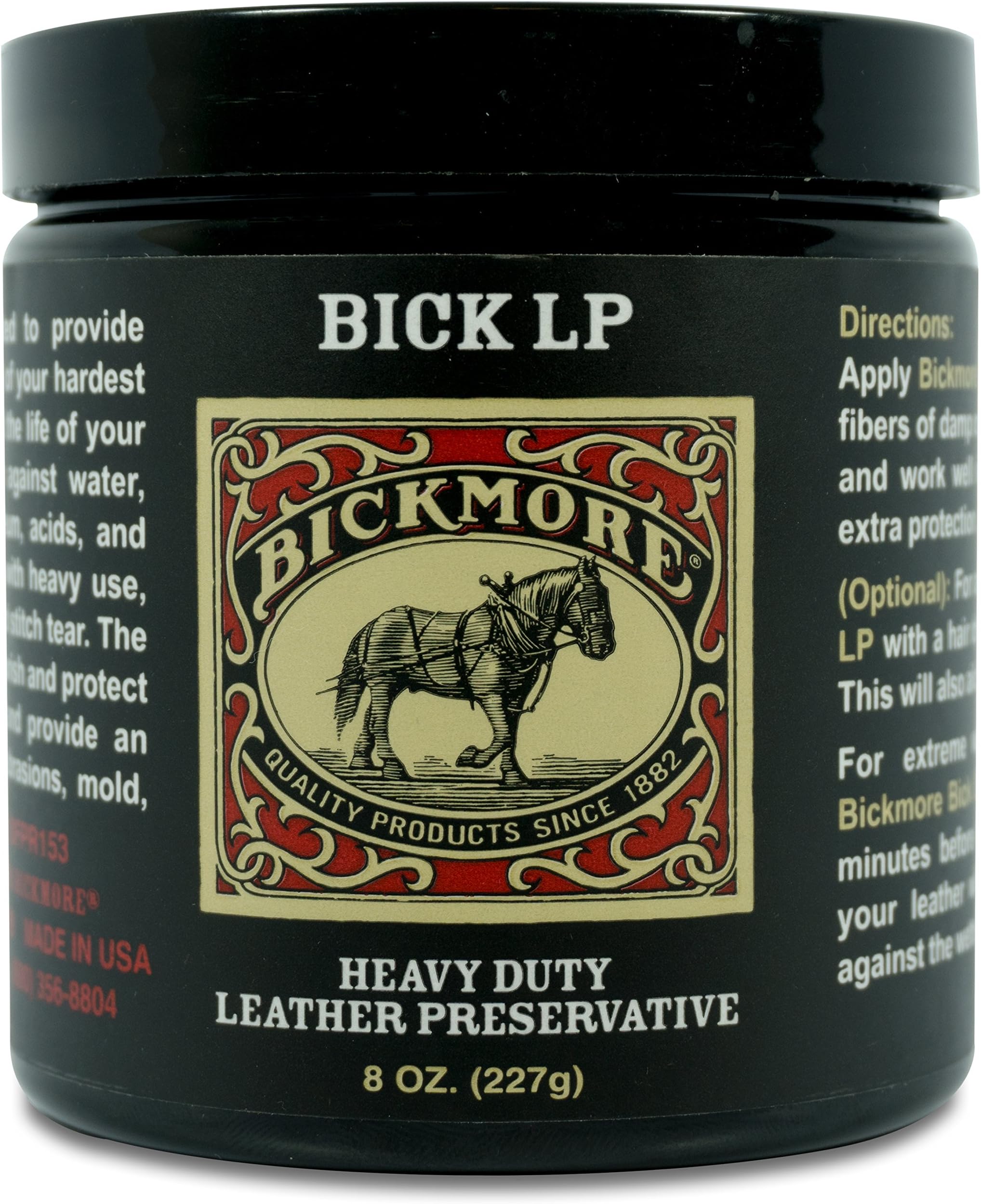Leather Conditioner, Scratch Repair Bick LP 8oz - Heavy Duty LP Leather Preservative | Leather Protector, Softener and Restorer Balm for Dry, Cracked, and Scratched Leather | Made in USA