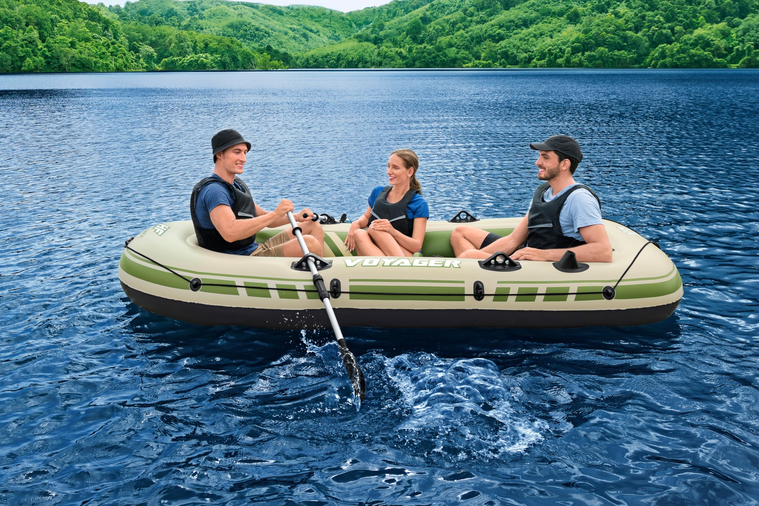 Bateau Gonflable Voyager™ X3 Set Hydro-Force™, 294 x 137 cm, 3 Adultes 360 kg, 2 pagaies, Un Sac de Transport et de Rangement et Une Pompe à air