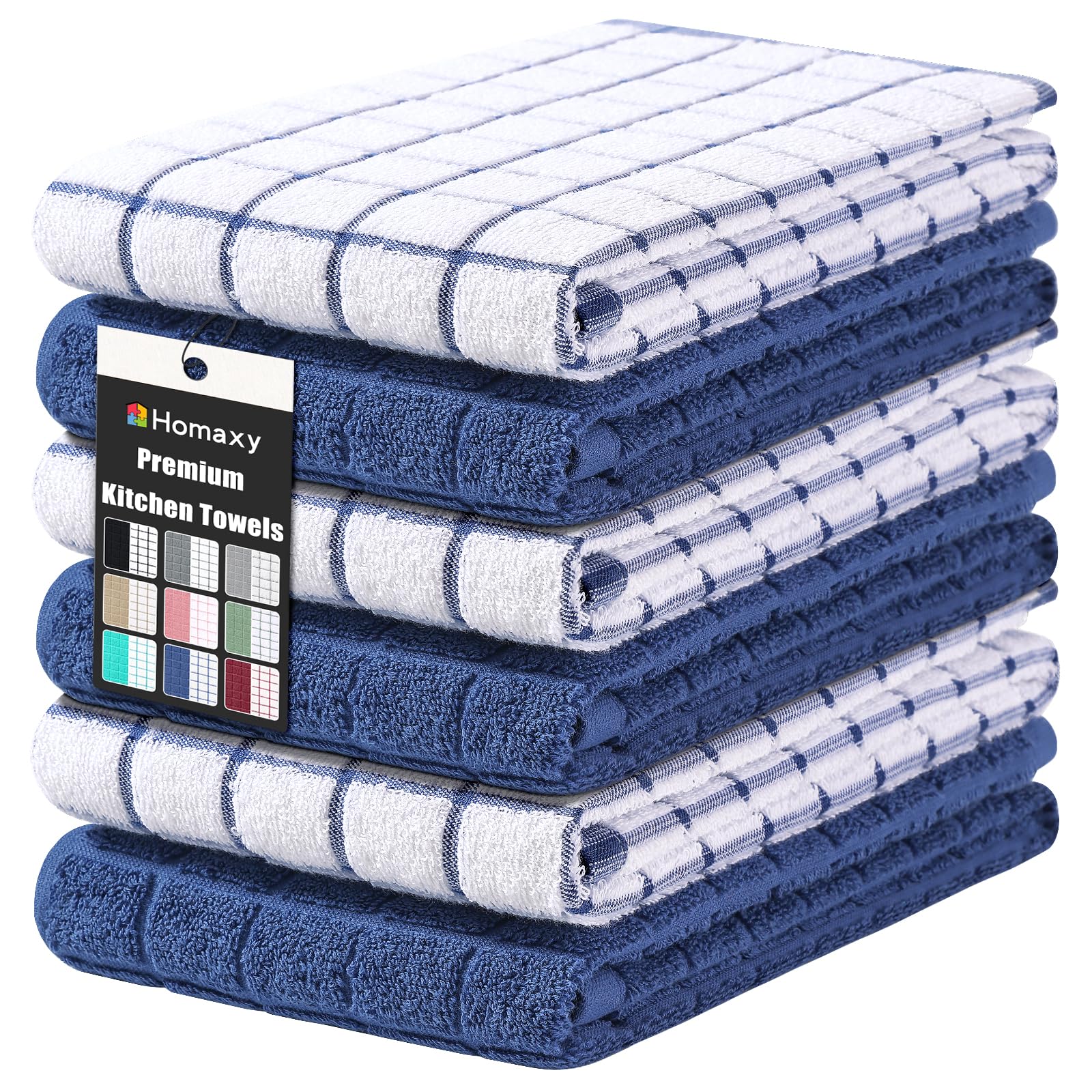 Homaxy Toallas de cocina de algodón de alta calidad de 16 x 28 pulgadas, toallas de cocina grandes de rizo natural de 390 GSM, toallas de mano de cocina de rizo súper absorbentes, paños de cocina