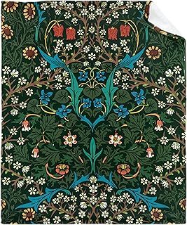 William Morris Tulip Pattern Blanket Super Soft Flannel Fleece Throw Blankets, Art Vintage Blanket Decorative Blankets for Couch Bed Sofa Travel Vintage Gifts Kids Size 40