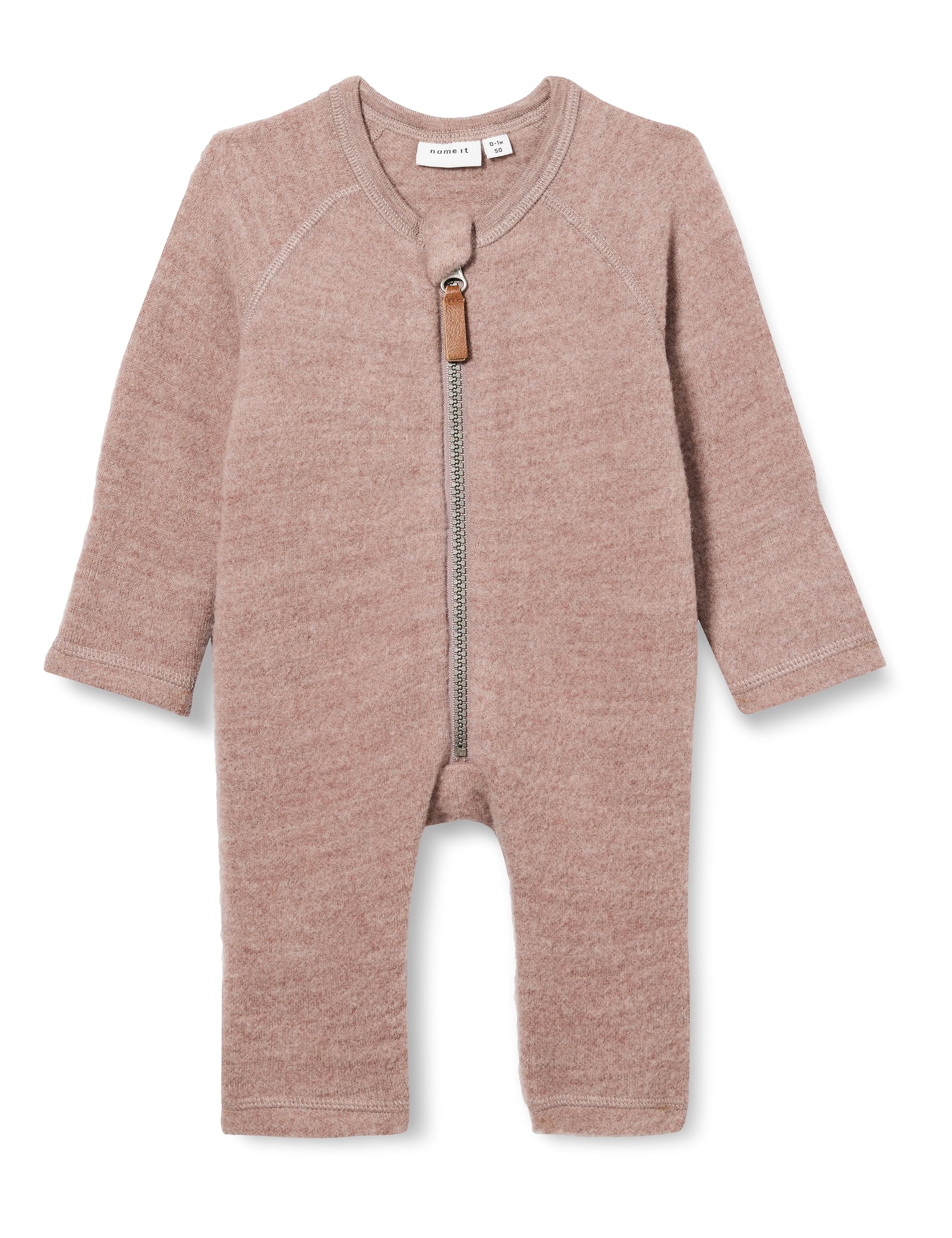 Bestseller A/S NBFWMINO Wool BRU LS Suit XXIII Jumpsuit, Antler, 80, Antler, 80 cm