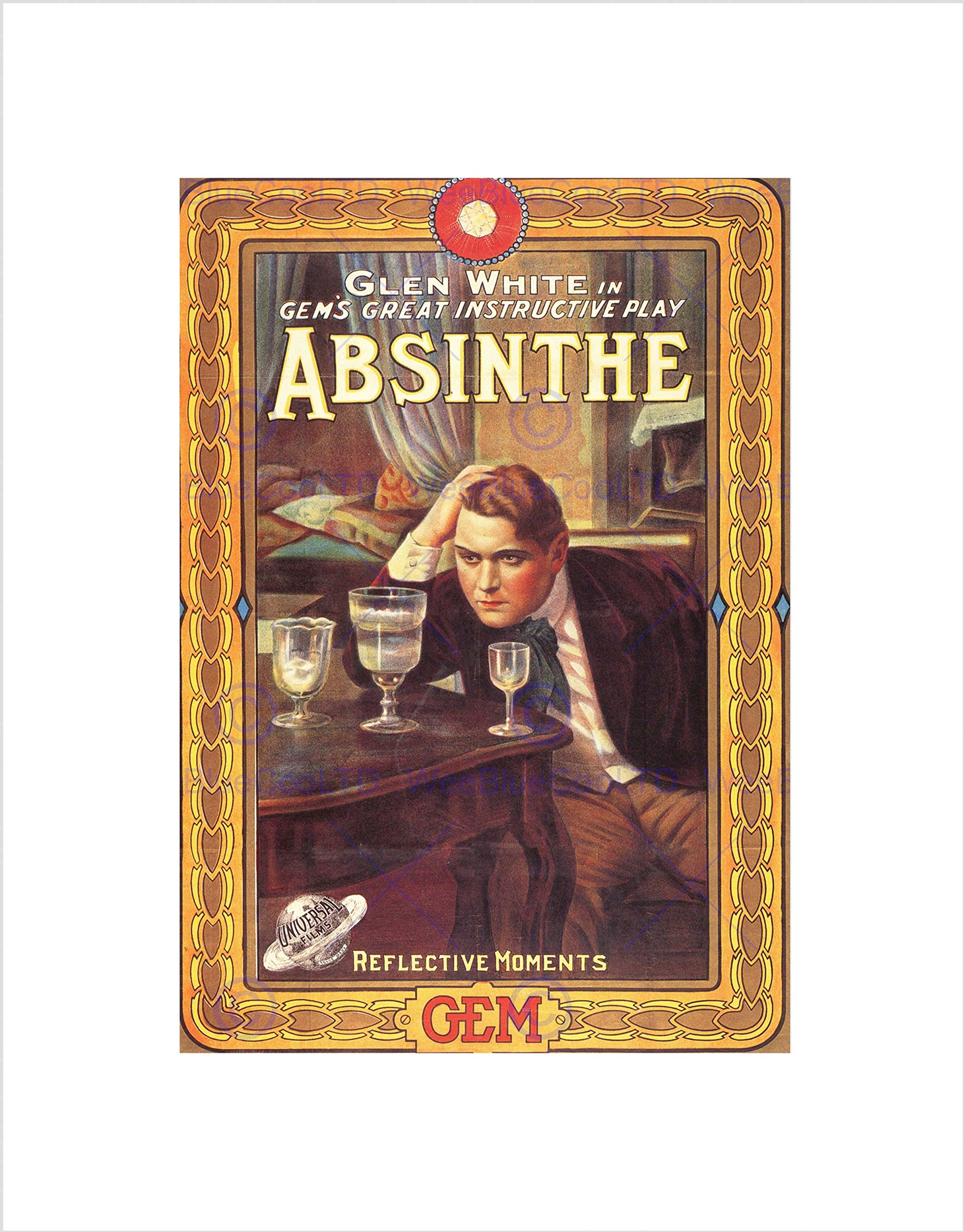 Wee Blue Coo Advert Theatre Stage Play Absinthe Alcohol Drink Wall Art Print