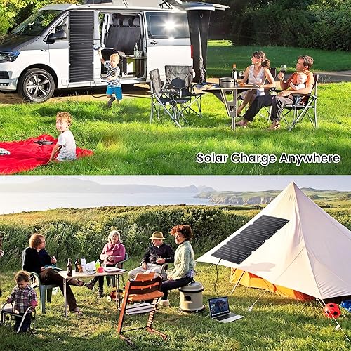 Miniatura 4 de Panel solar portátil de 36 W, cargador de batería solar plegable impermeable con 2 salidas (USB-A tipo C) para teléfonos móviles, bancos de energía,