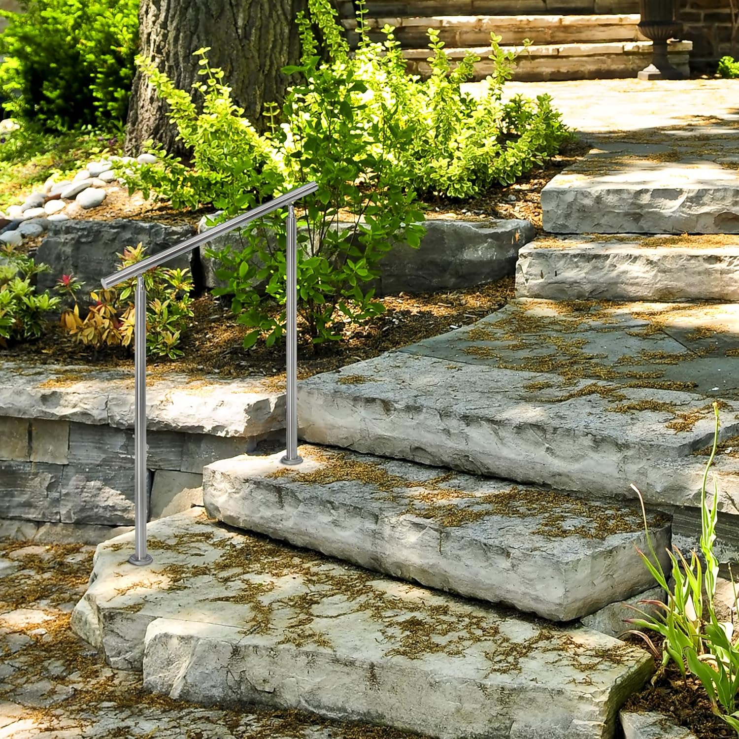 Big Sale Relaxdays Stainless Steel Handrail Set, for Indoors and Outdoors, Bannister, 1.0 m Long, 2 Posts, No Crossbars, Silver