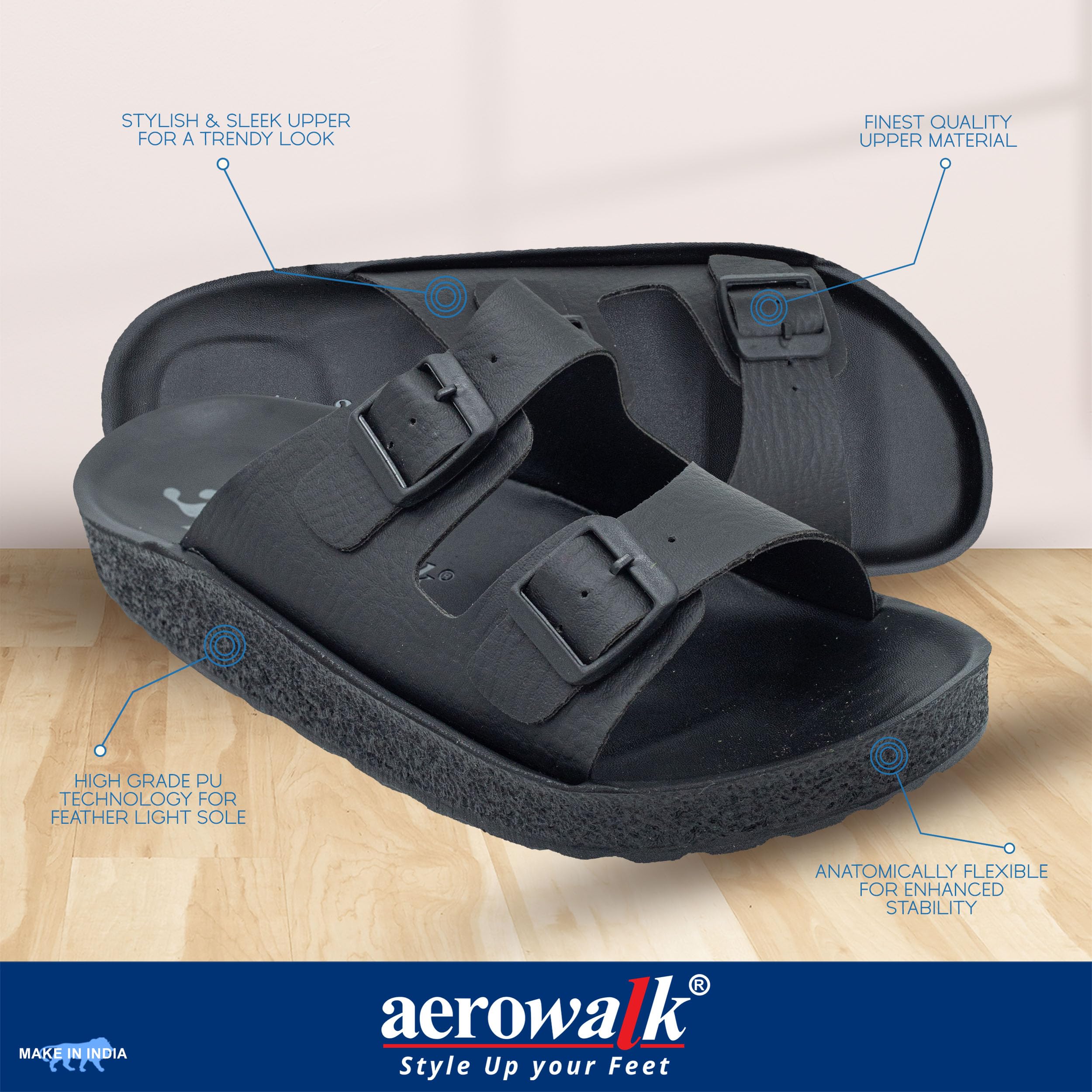 AEROWALK Stylish T-Shape Fashion Slipper for Men | Comfortable | Lightweight | Anti Skid | Casual Office Footwear (KC31) 4