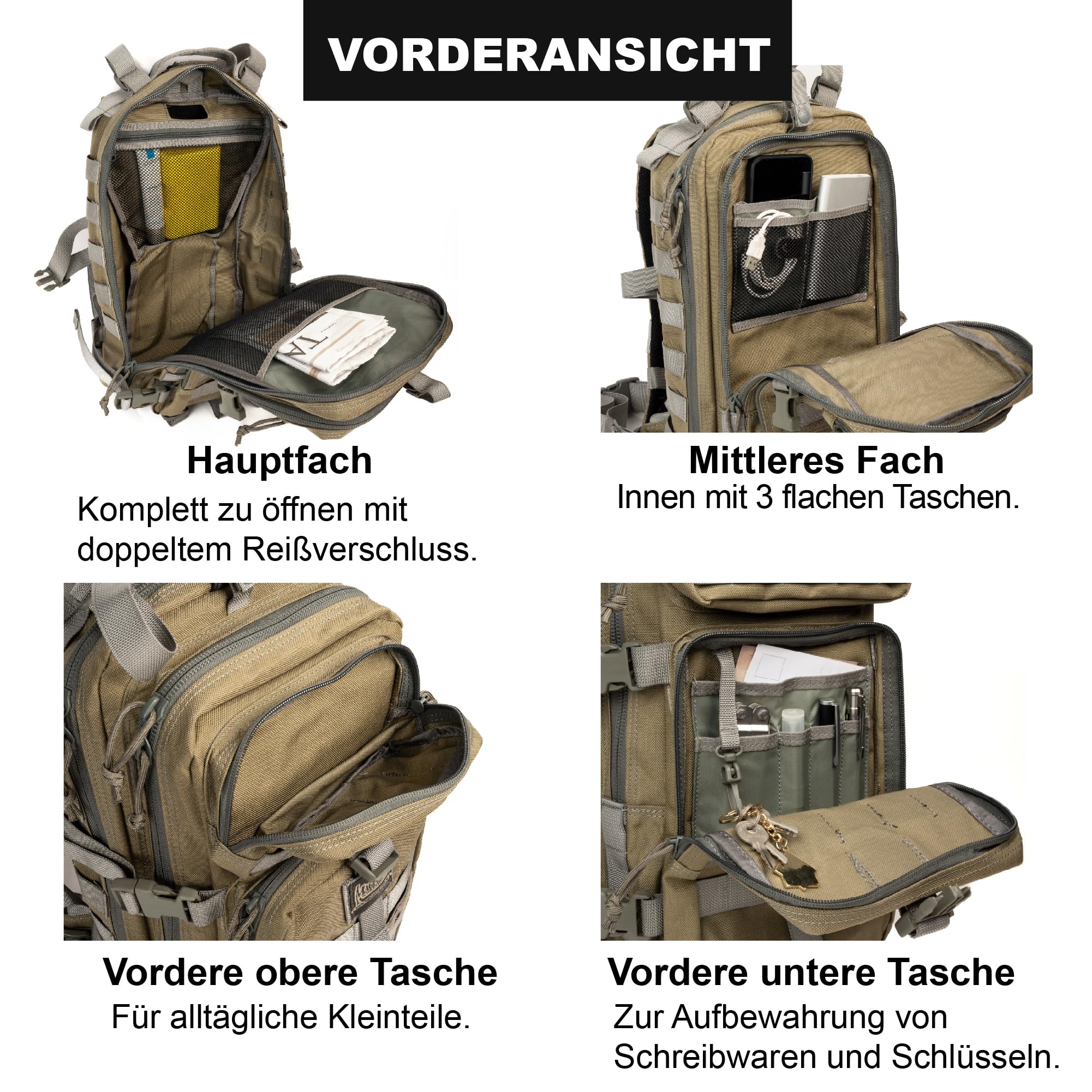 Magforce Mochila táctica de francotirador, 23 L, compacta, militar, con compartimento para portátil, mochila ligera de nailon balístico para exteriores, senderismo y viajes