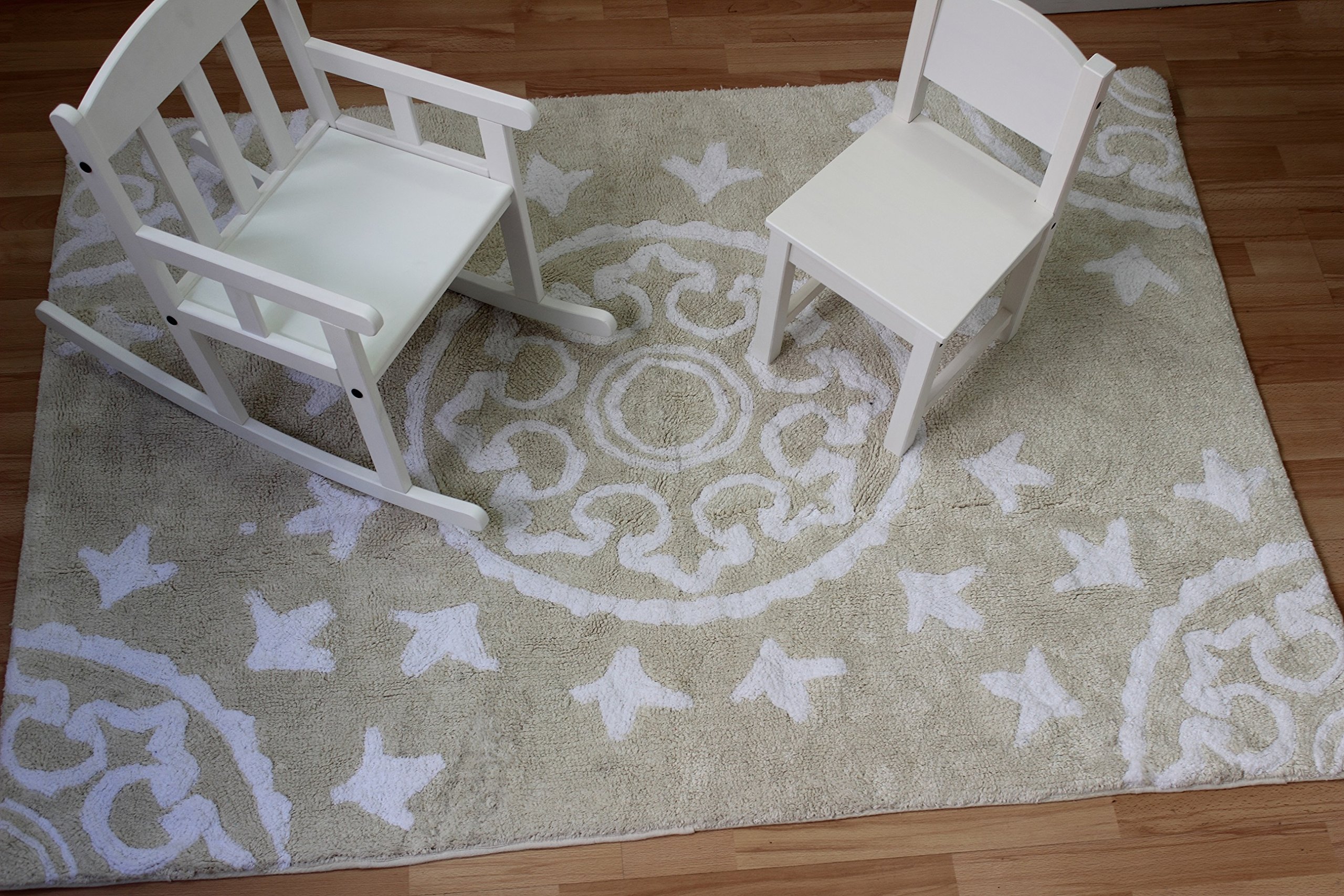 Bambini Tappeto 100% Cotone lavabile in lavatrice Colección Duna Beige 120x160 cms