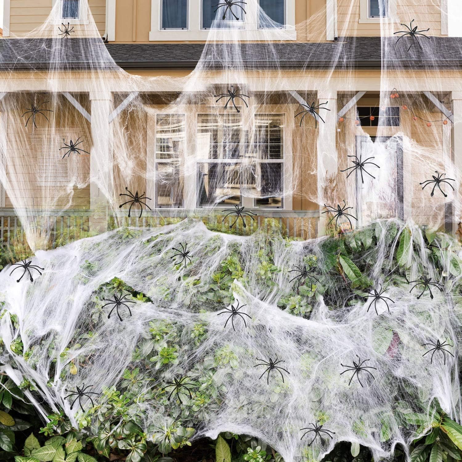 Kinearcharms Cover 1300 Square Feet 280g Halloween Spider Web Decoration with 60pcs Fake Spiders, Stretchable Halloween Cobwebs for Halloween Decoration Indoor and Outdoor Party Supplies