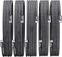 Vista 22 de LISEN Cable USB C, paquete de 5 cables USBC a USBC [0.5 pies] para iPhone 17 16e 15 Pro Max, cable de carga rápida de 60 W C a C para Galaxy Negro