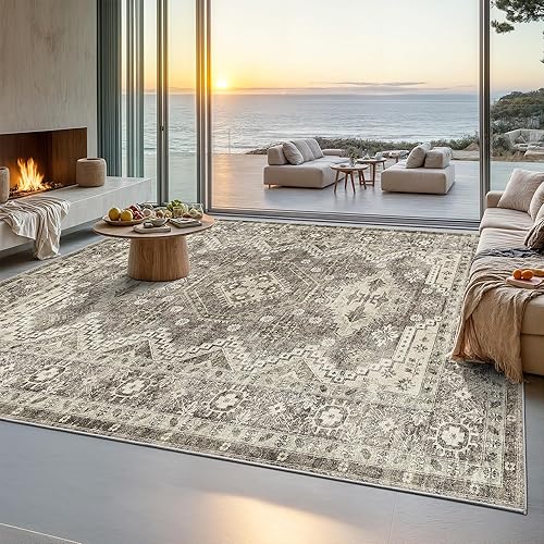 Miniatura 85 de Rugland Alfombras de área de 8 x 10, alfombra lavable resistente a las manchas, alfombras antideslizantes para sala de estar, alfombras tribales