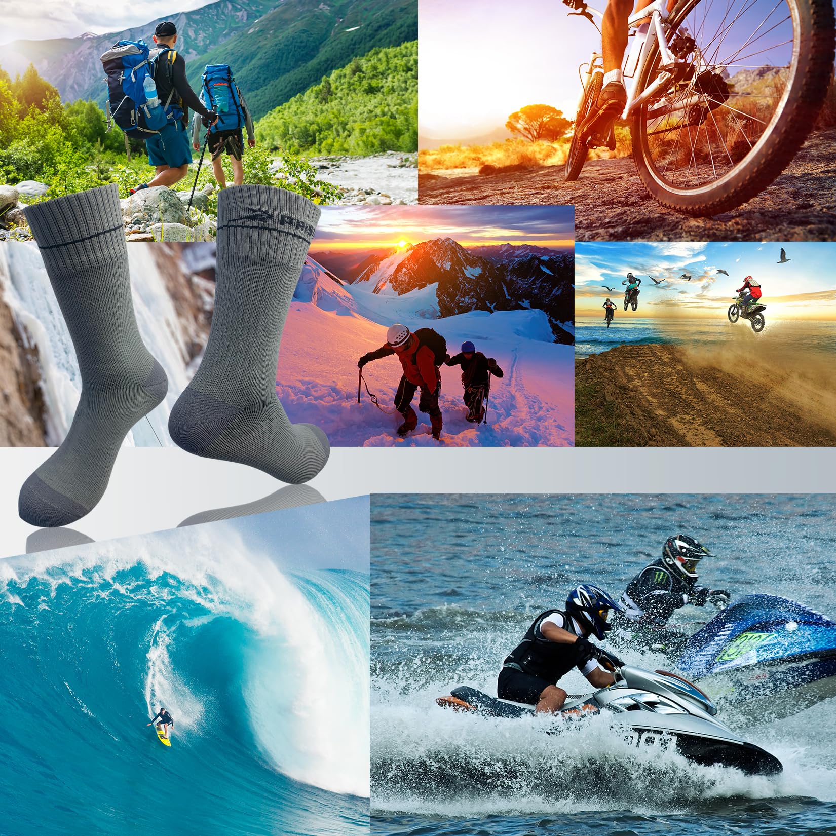 Pristis Calcetines deportivos impermeables, capa intermedia de membrana transpirable e impermeable, unisex, para senderismo, vadeo, pesca, esquí
