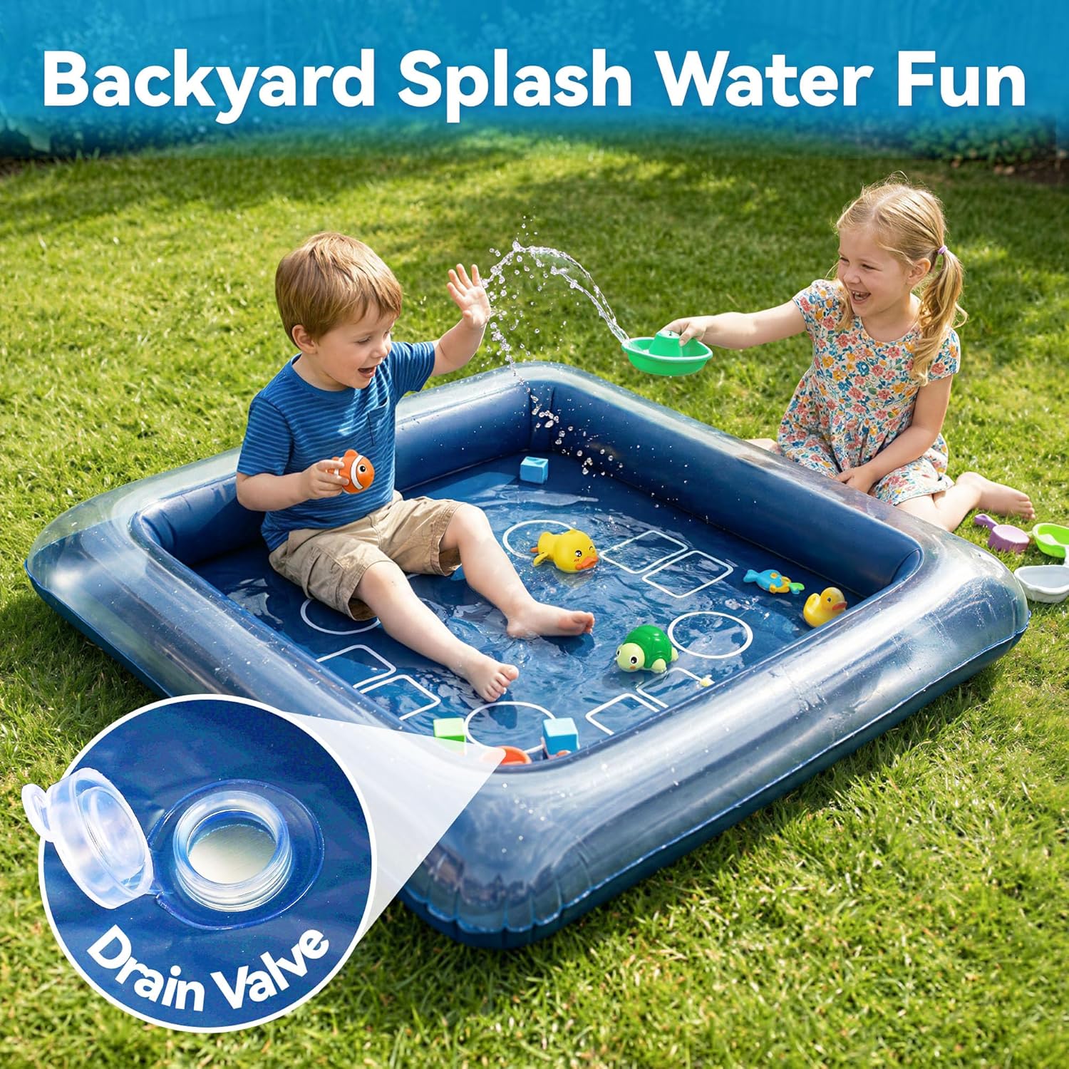 Funscape 2 in 1 Kids Inflatable Puzzle Pool Toys, Fun Swimming Pool Game, Floating Card Table Water Game, Summer Outdoor Beach Play Family Yard Party Gift for 3-5 4-8 6 7 Year Old Boy Girl Child Adult