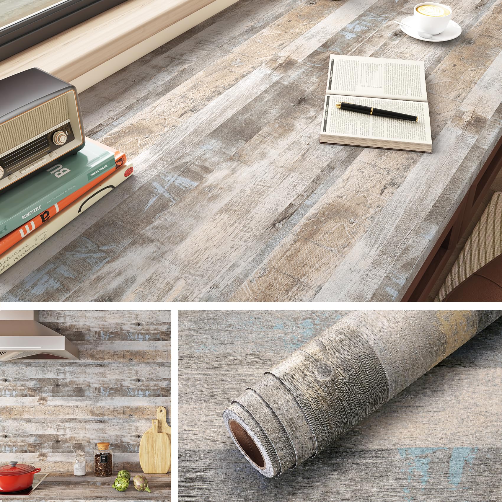 Livelynine Sticky Back Plastic Wood Effect Panelling Peel and Stick Wallpaper for Living Room Bedroom Wall Paper 40CMx5M Kitchen Worktop Vinyl Wrap for Furniture Door Worktop Vinyl Covering Brown Wood
