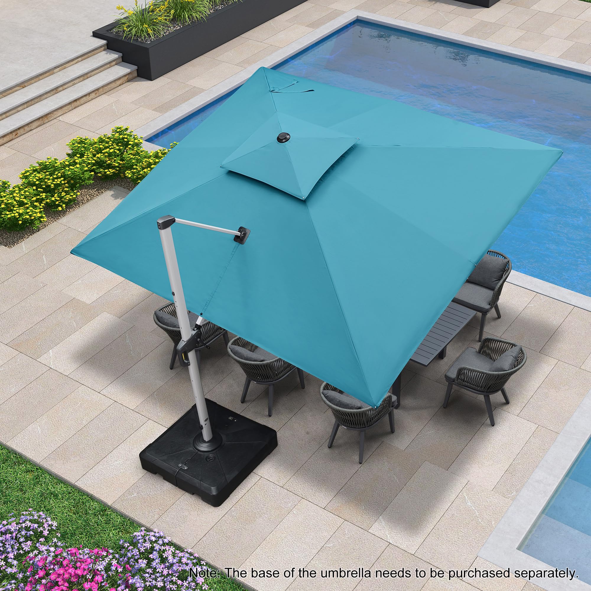 10 foot patio umbrella ace ABCCANOPY Market Hanging 9/10FT Patio Outdoor Umbrellas with Crank & Cross Base