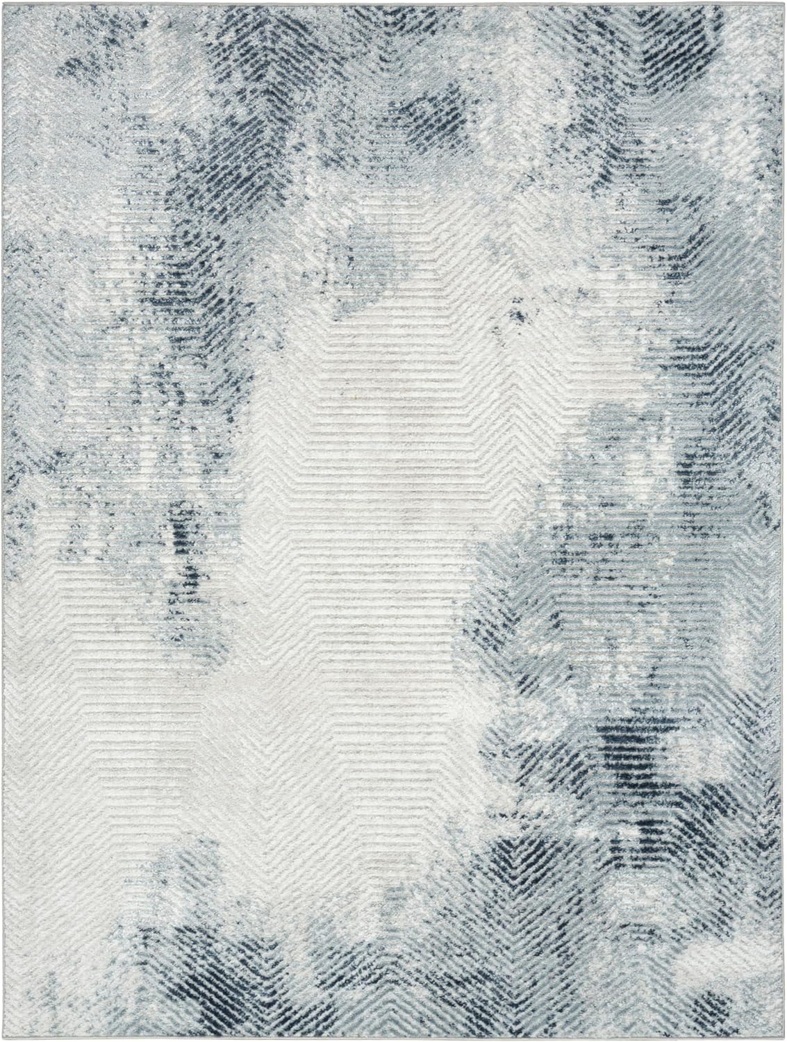 Nourison Home Dekor Grey Navy 5'3" x 7' Area Rug - Easy Clean, Non Shedding, Bed Room, Living Room, Dining Room, Kitchen (5' x 7')