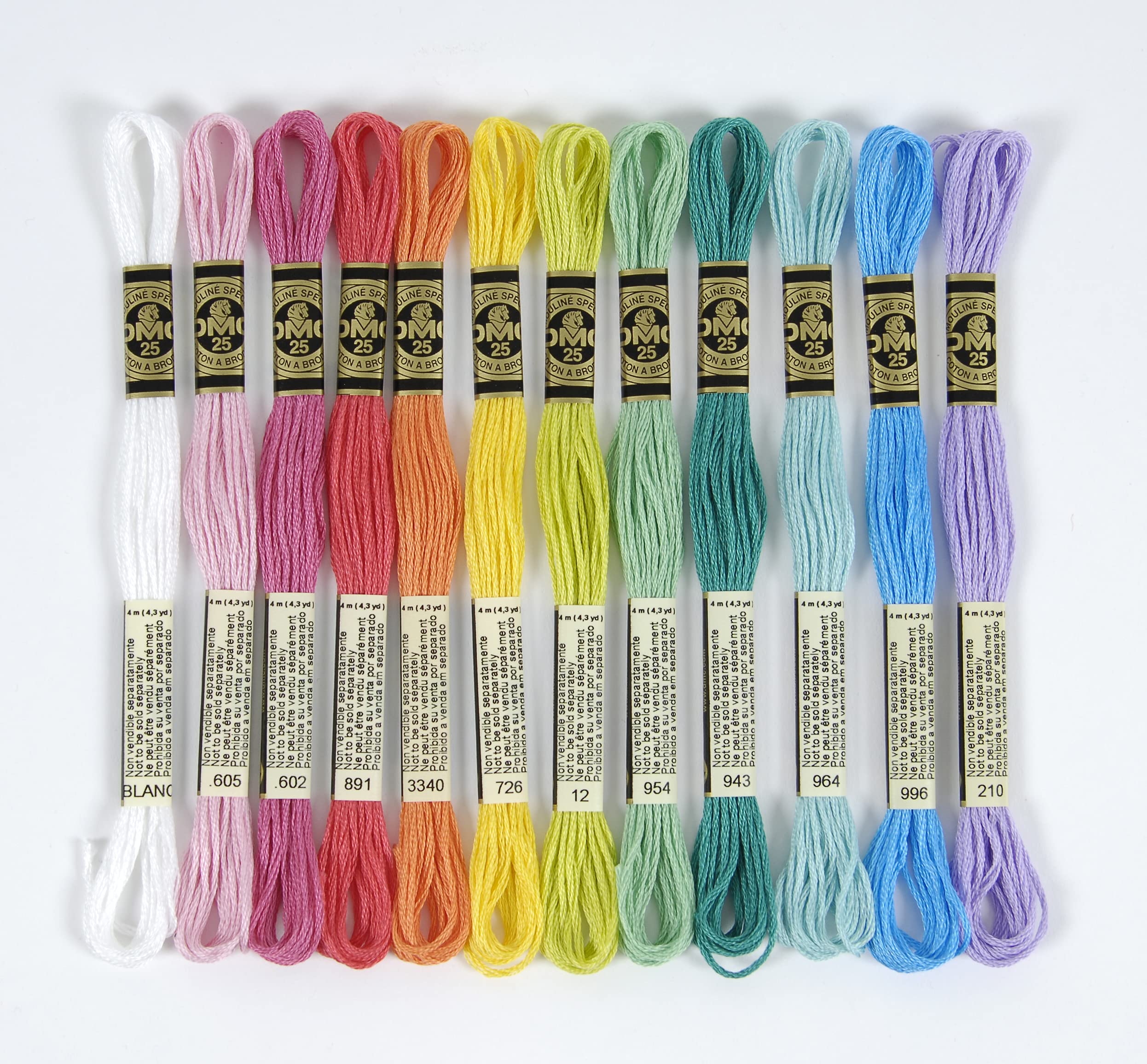 DMC - Sortiment von Garnen, speziell geliert, 117 MC – Farben Vitamine & Floral – 100% Baumwolle – 48 Strängen à 4 m | Stickgarn, ideal für Kreuzstich