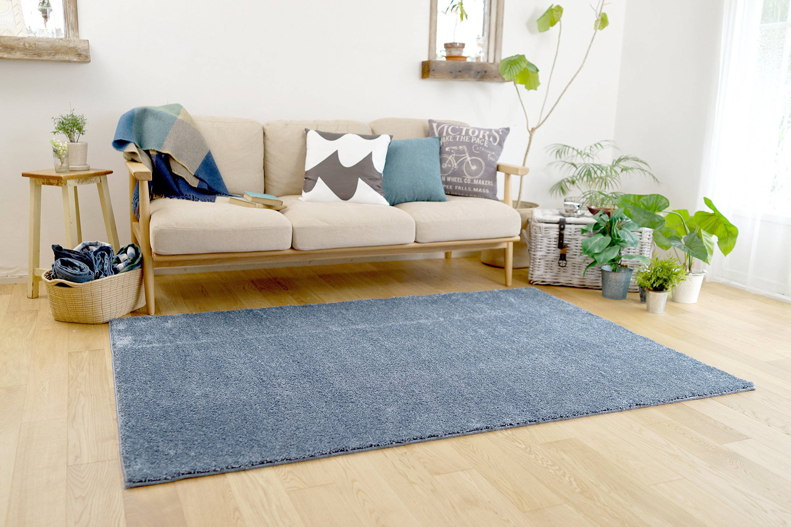 ［ACTUS］ラグ・カーペット（140×200） ブルーグレー 新品】ACTUSスミノエ 日本製カーペット140×200ブルー