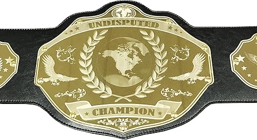Miniatura 2 de Undisputed Belts Cinturón de campeonato universal - Banners personalizados - Texto y colores personalizados - Producción de 2 días, NegroOro