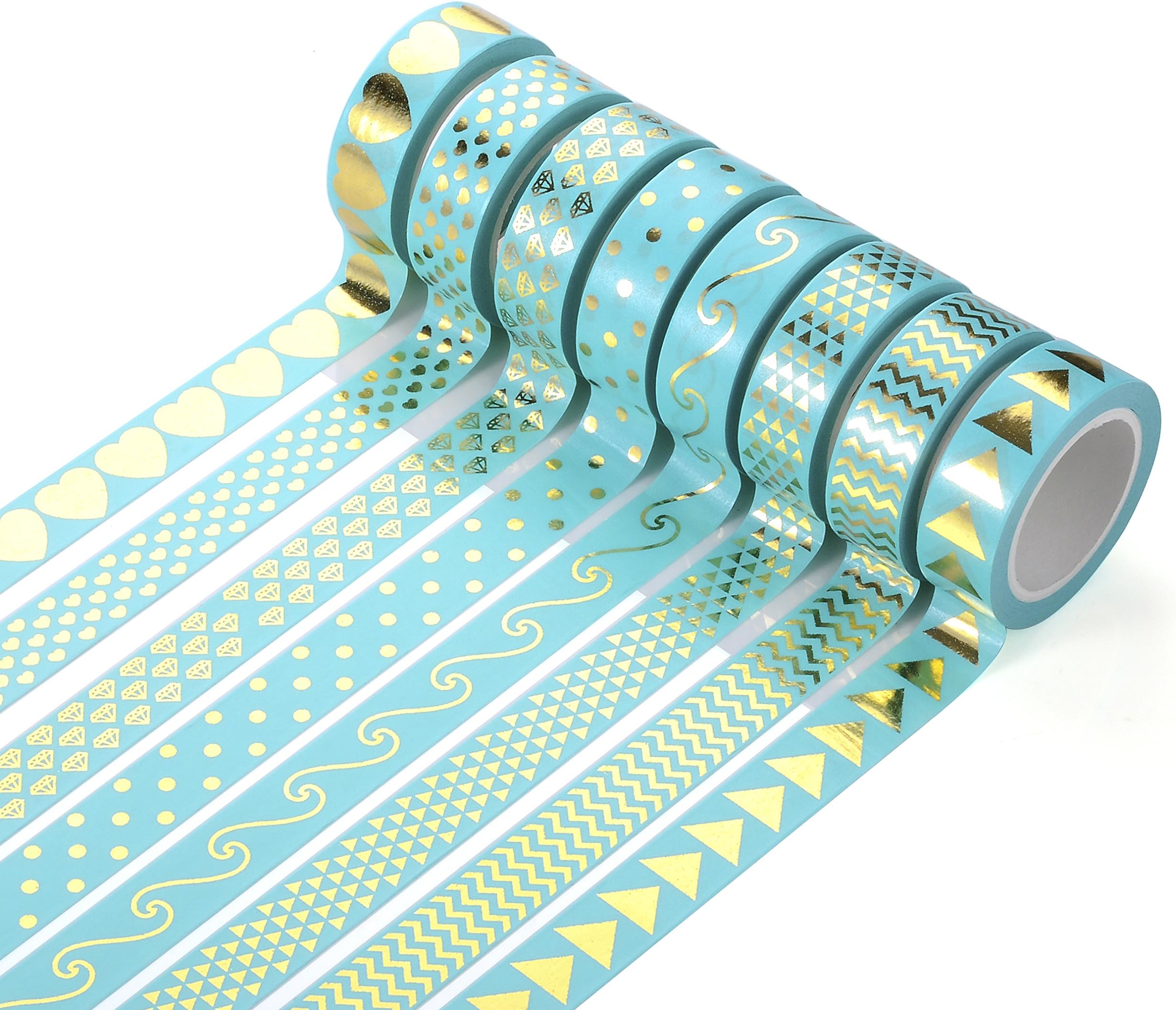 Agutape Foil Gold Washi Tape for Notebook Decoration DIY Gift Set of 8