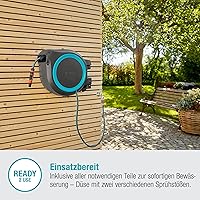 Vista 5 de Gardena Caja de manguera de pared RollUp XL (turquesa) 114.8 ft: Sistema de riego versátil para jardines grandes, caja de manguera giratoria