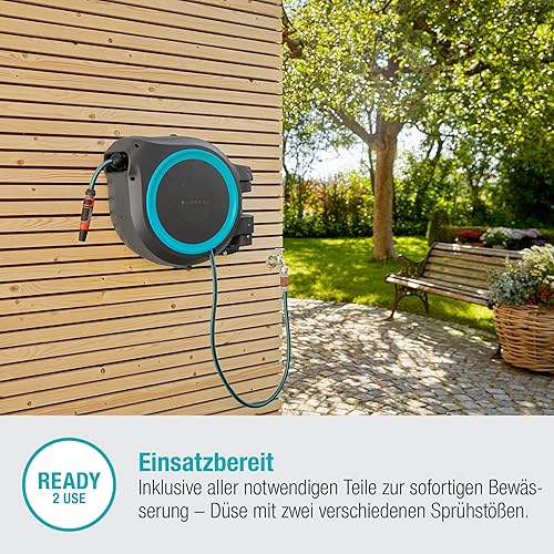 Miniatura 5 de Gardena Caja de manguera de pared RollUp XL (turquesa) 114.8 ft Sistema de riego versátil para jardines grandes, caja de manguera giratoria, incluye