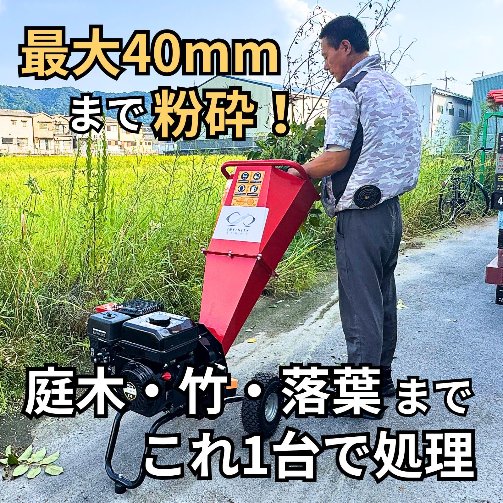 ウッドチッパー エンジン粉砕機 7馬力 最大枝径40mm竹 木 枝 家庭用業務用 gd024-mekakibou.jpg