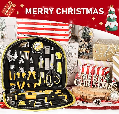 Miniatura 2 de TOPLINE Kit de herramientas básicas para el hogar de 208 piezas con bolsa redonda de fácil transporte, herramientas manuales para el hogar, juego de