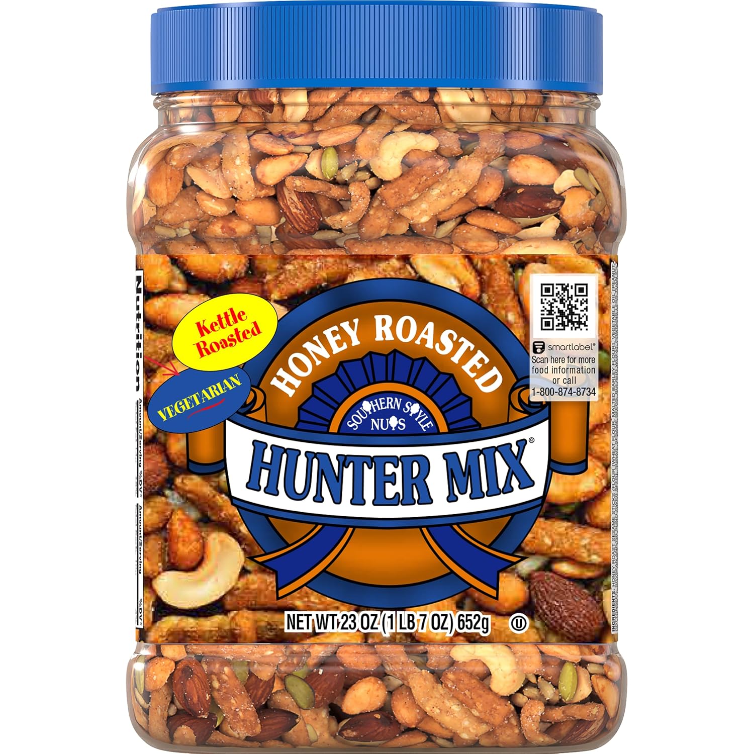 Southern Style Nuts Honey Roasted Hunter Mix, 23 Ounces, Sesame Sticks, Peanuts, Sunflower Kernels, Almonds, Cashews, and Pepitas