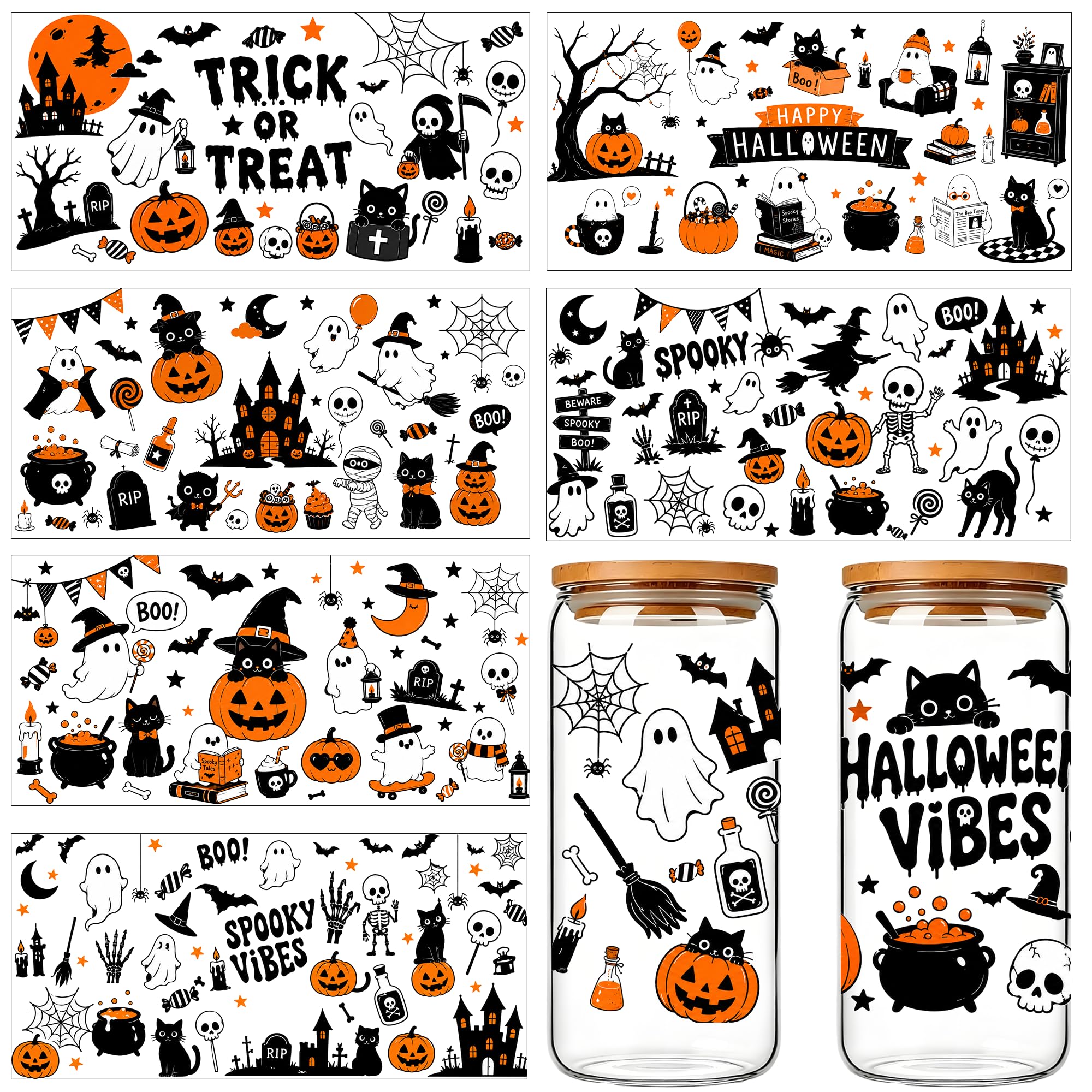 Ourbelief Halloween UV DTF Cup Wrap--8 or 20 Pcs