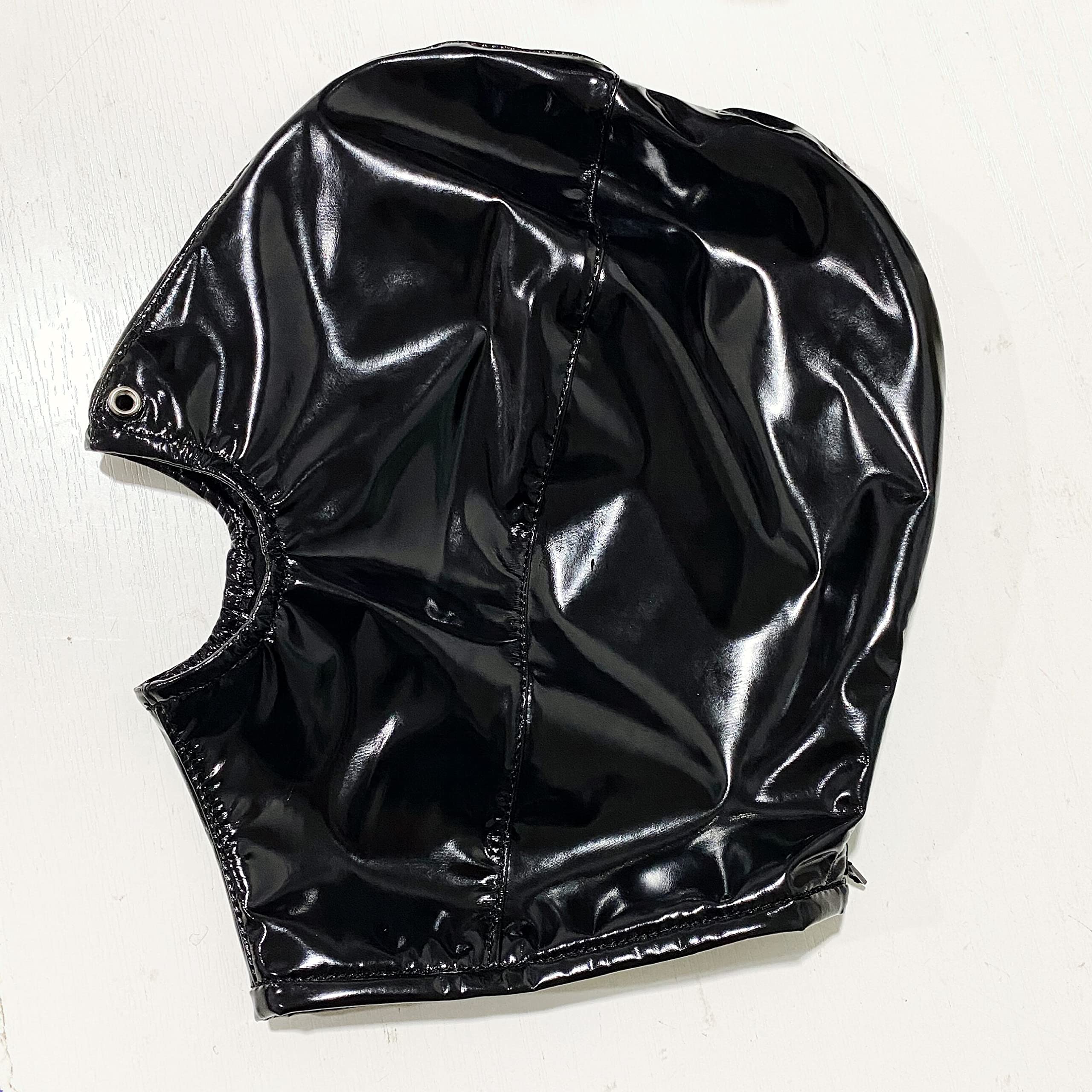 SXOVO Maschera in lattice Apertura bocca con cerniera Nero Bondage SM Maschera testa Fetish BDSM Sexy Schiavo Maschera in pelle (Medio)