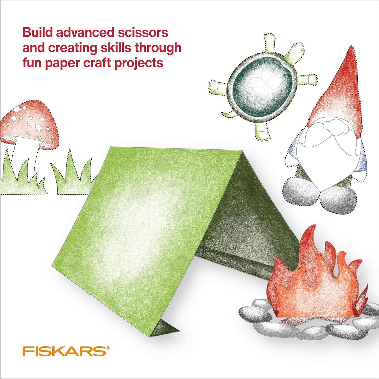 Fiskars Cut & Create Activity Book with 6" Big Kids Scissors, For Ages 8+