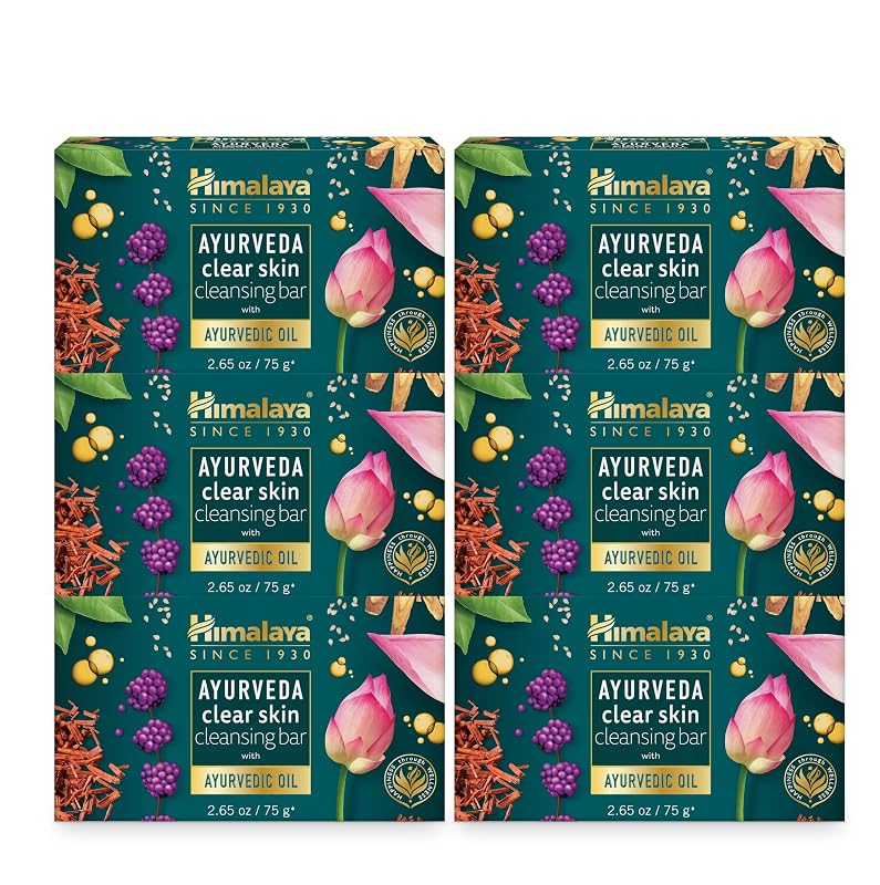 Himalaya Ayurveda Clear Skin Barra de Limpeza Facial com Ervas, 75 g, Pacote com 6