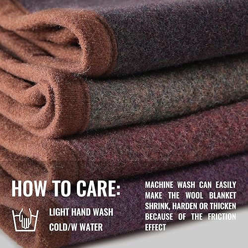Miniatura 6 de ACUSHLA Manta de lana merina, 79 x 63 pulgadas, cálida, gruesa, lavable, manta grande, ideal para cama, sofá, campamento, viajes al aire libre,