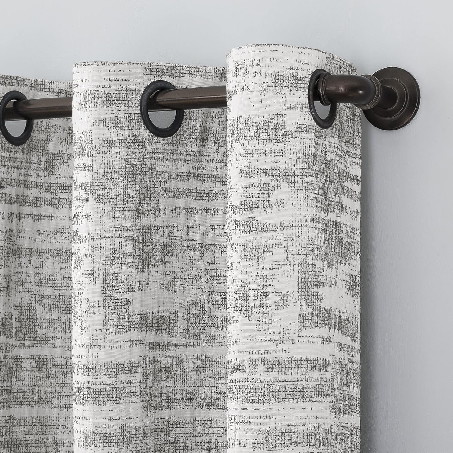 Sun Zero Parrish Distressed Grid Thermal Extreme Total Blackout Grommet Curtain Panel, 40" x 96", Grey