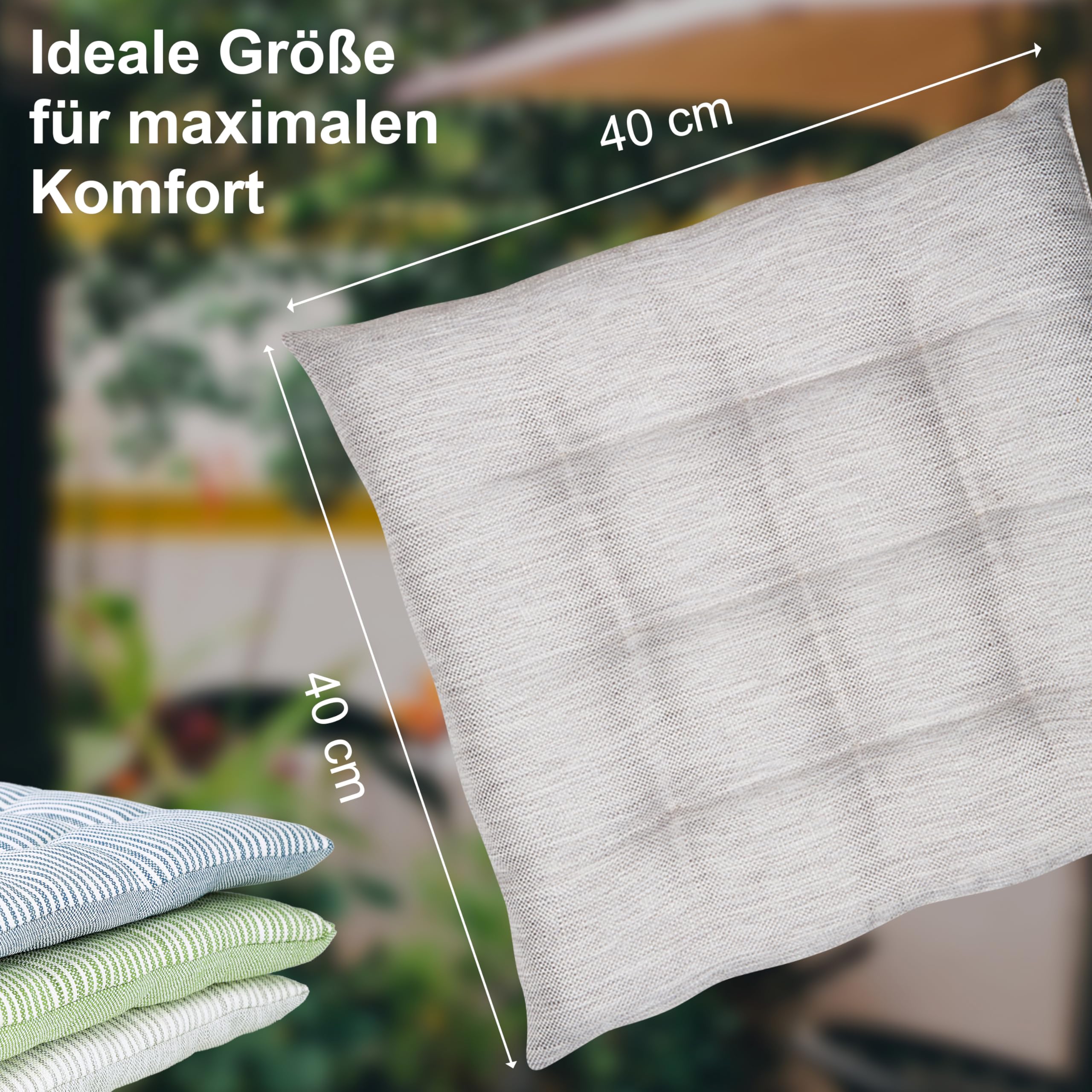 TOM TAILOR 4er Set Sitzkissen Stuhl 40x40cm Grau - Bequeme Stuhlkissen für Esszimmer & Küche - waschbar bis 30°C - Öko-Tex - Sitzauflage für Gartenmöbel, Sitzpolster, Bank, Bürostuhl & Boden