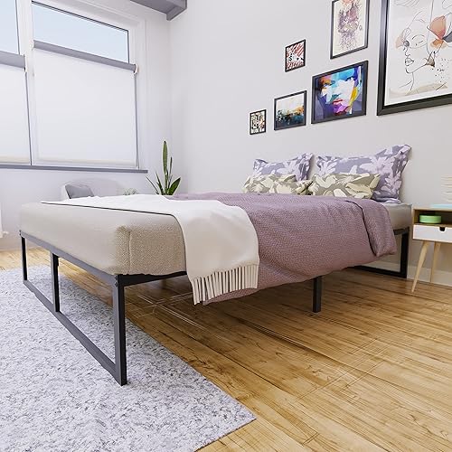 Miniatura 2 de NapQueen Alpha - Marco de cama de plataforma de metal resistente de 14 pulgadas, fácil montaje, resistente y soporta hasta 3500 libras de peso,