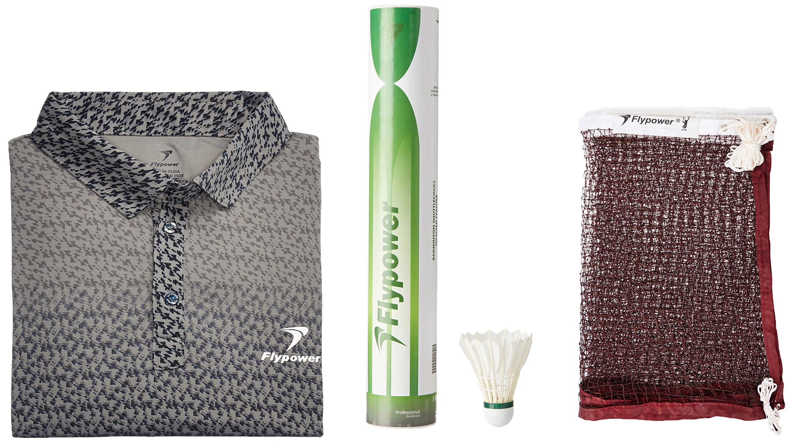 Badminton Feather Shuttle Cock Green with NET 850 MEHROON and T-Shirt Nias Black Size L-image-21