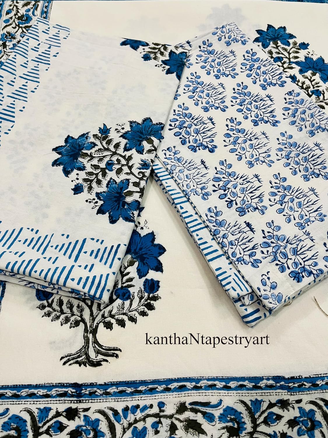 Generic kanthaNtapestryart Floral Flat Sheet, Soft Comfortable Top Sheet Decorative Bedding bad sheet hand block print bed sheet home decor bad cover (King/Queen Size 90x108 Inch)