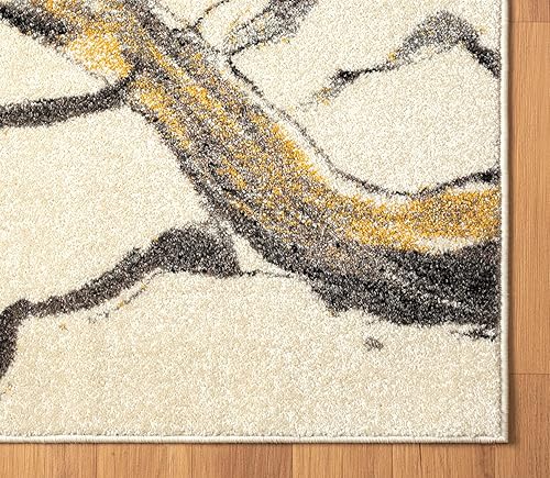 Miniatura 4 de Abani Laguna Collection - Alfombra moderna de mármol amarillo, 4 x 6 pies, para sala de estar, dormitorio y oficina