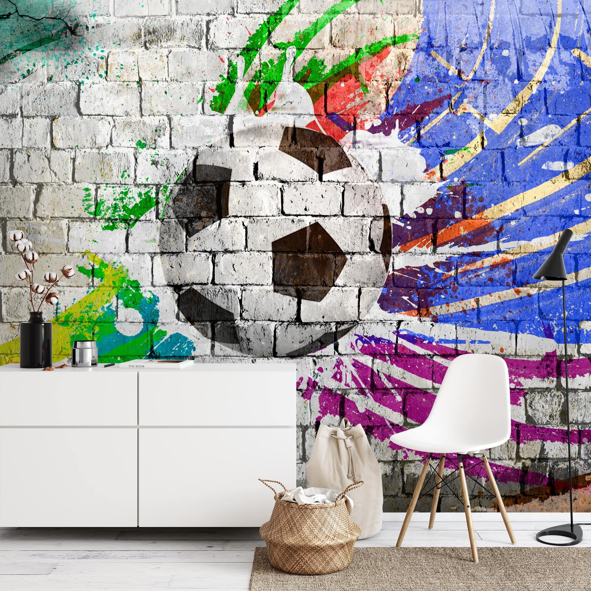 Runa Art Papel tapiz fotográfico muro de piedra de fútbol 352 x 250 cm Lana Fondo De Pantalla XXL Moderna Decoración De Pared Sala Cuarto Oficina Salón Vistoso 9021011b