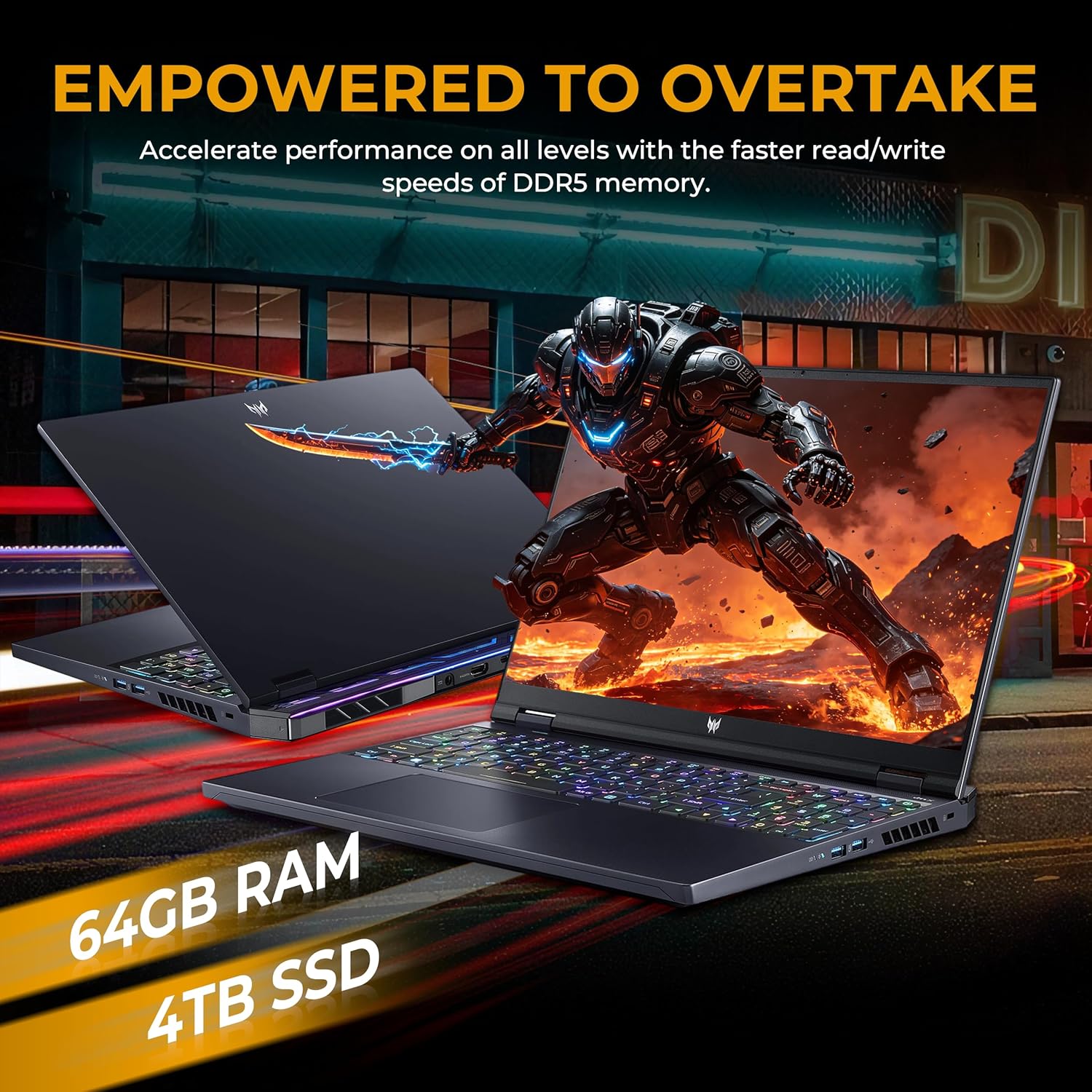 acer Predator 16 AI 16" WQXGA Gaming Laptop, Intel Core Ultra 9-275HX, Geforce RTX 5090, 64GB RAM, 5TB Storage(4TB SSD&1TB Docking Station Set), Per-Key RGB Keyboard, Wi-Fi 7, Win 11 Pro, Black