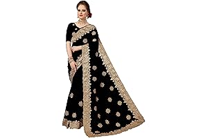 Gorgeous Net Saree with Exquisite Embroidery and Matching Blouse