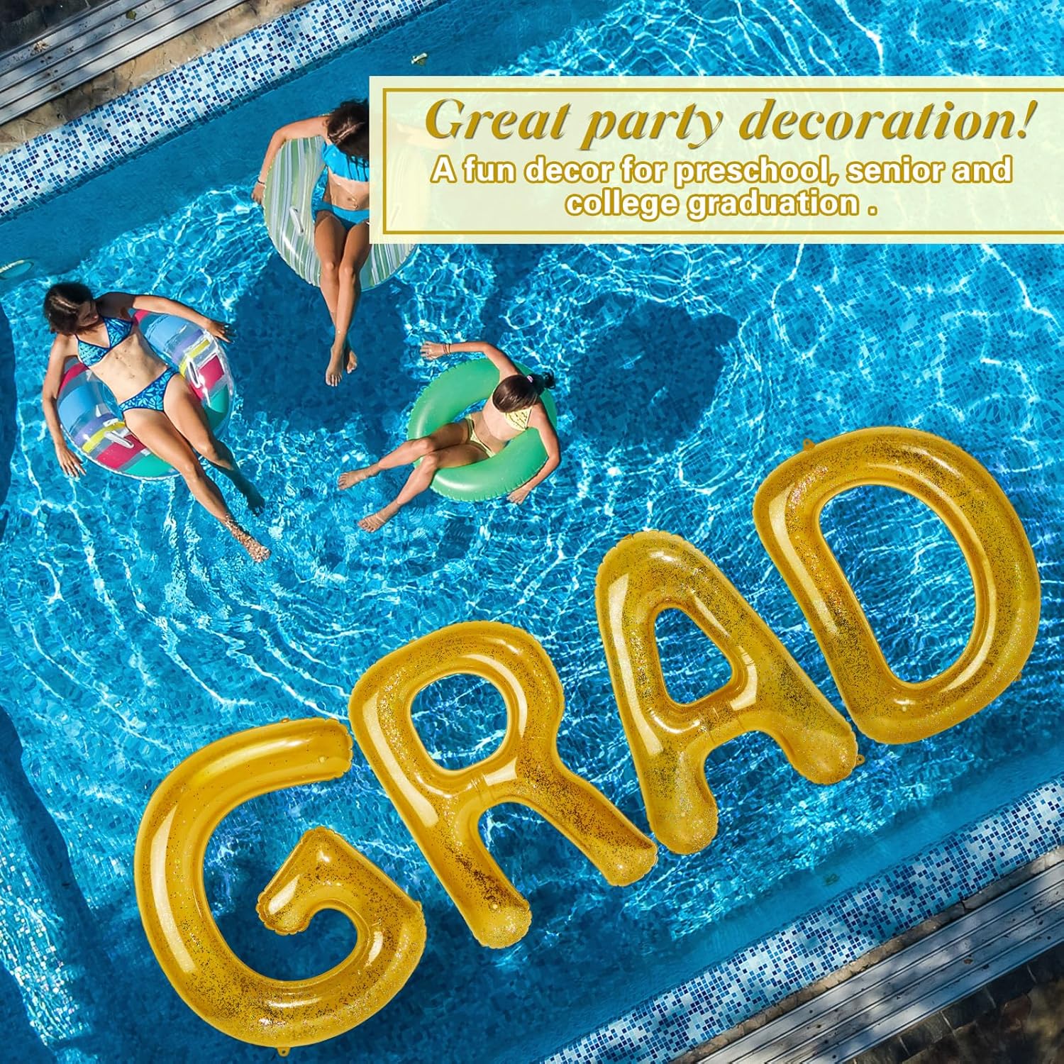HyDren 48" Huge Graduation Pool Float 2026 Grad Prom Inflatable Letter Giant Party Decorations Floating Numbers Letters for Pool Beach Class of 2026 Party Decor
