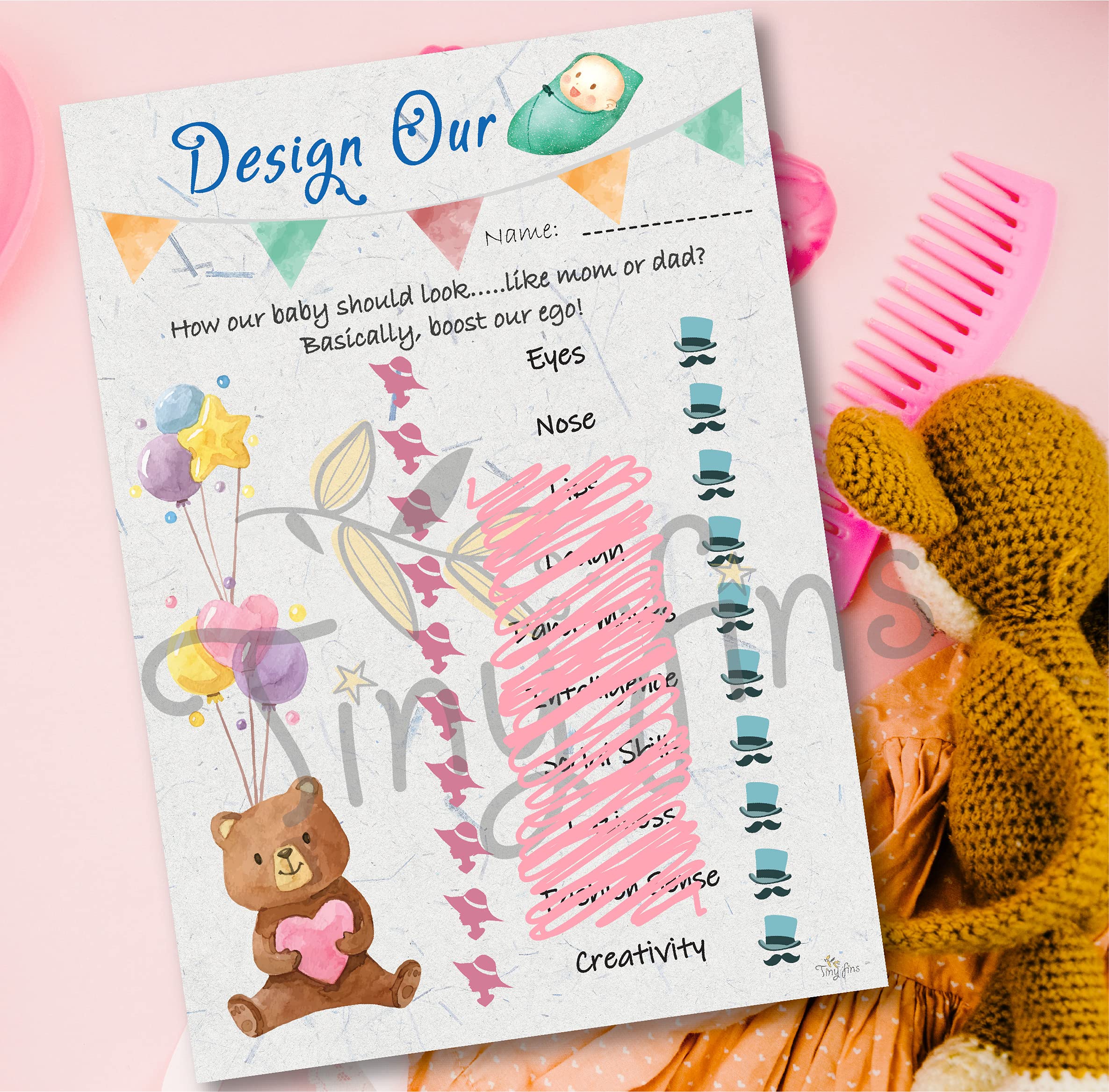 TinyFins Baby Shower Game-Whom Should The Baby Look Like-Design Our Baby|A Fun Game|Multicolor (B09GYKYHJD) Amazon Price History, Amazon Price Tracker
